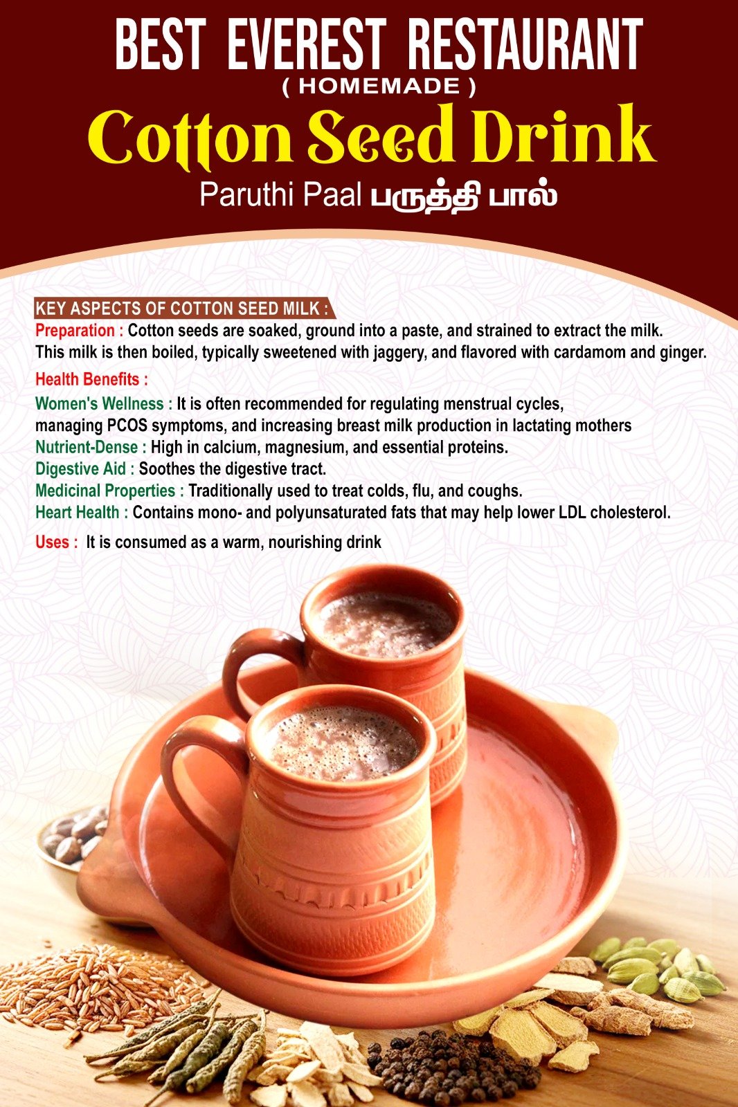 Homemade Cotton Seed Drink Paruthi Paal